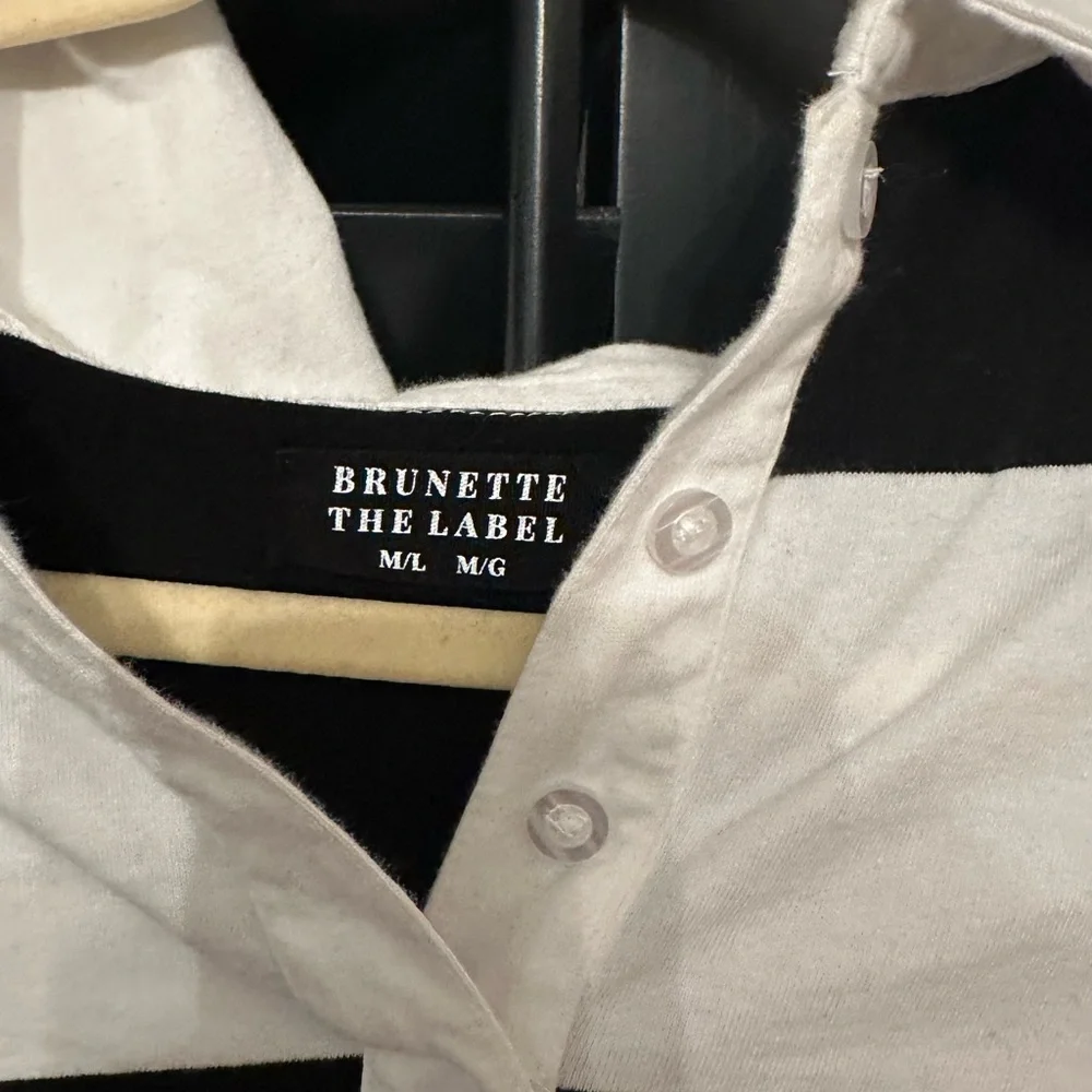 Brunette The Label Black and White Striped Long Sleeve Shirt - Picture 3 of 6